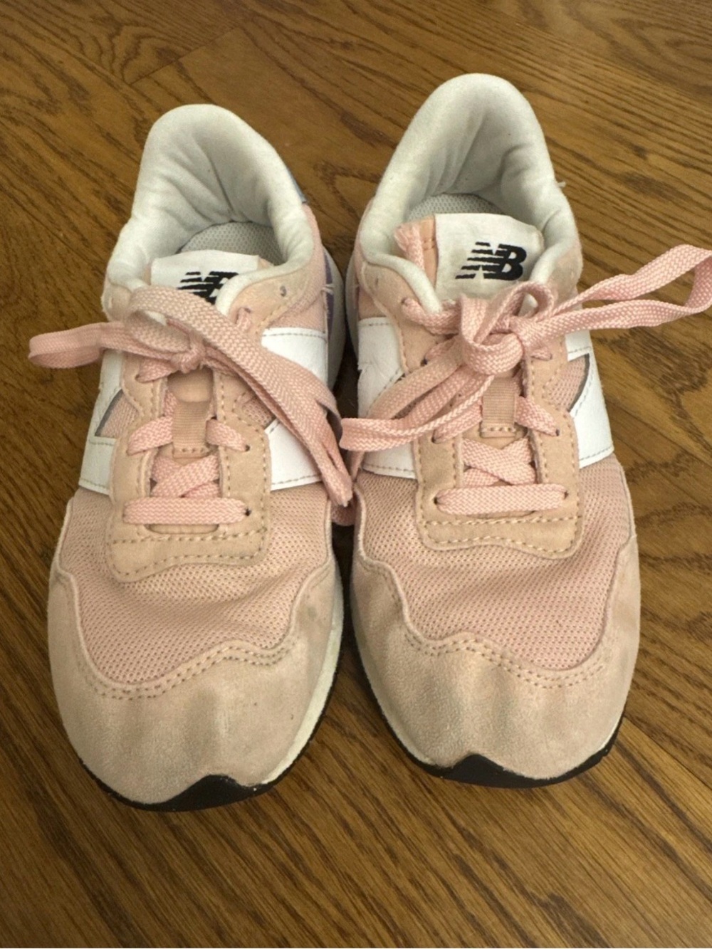 New Balance Kids Pink and White Lace-Up Sneakers